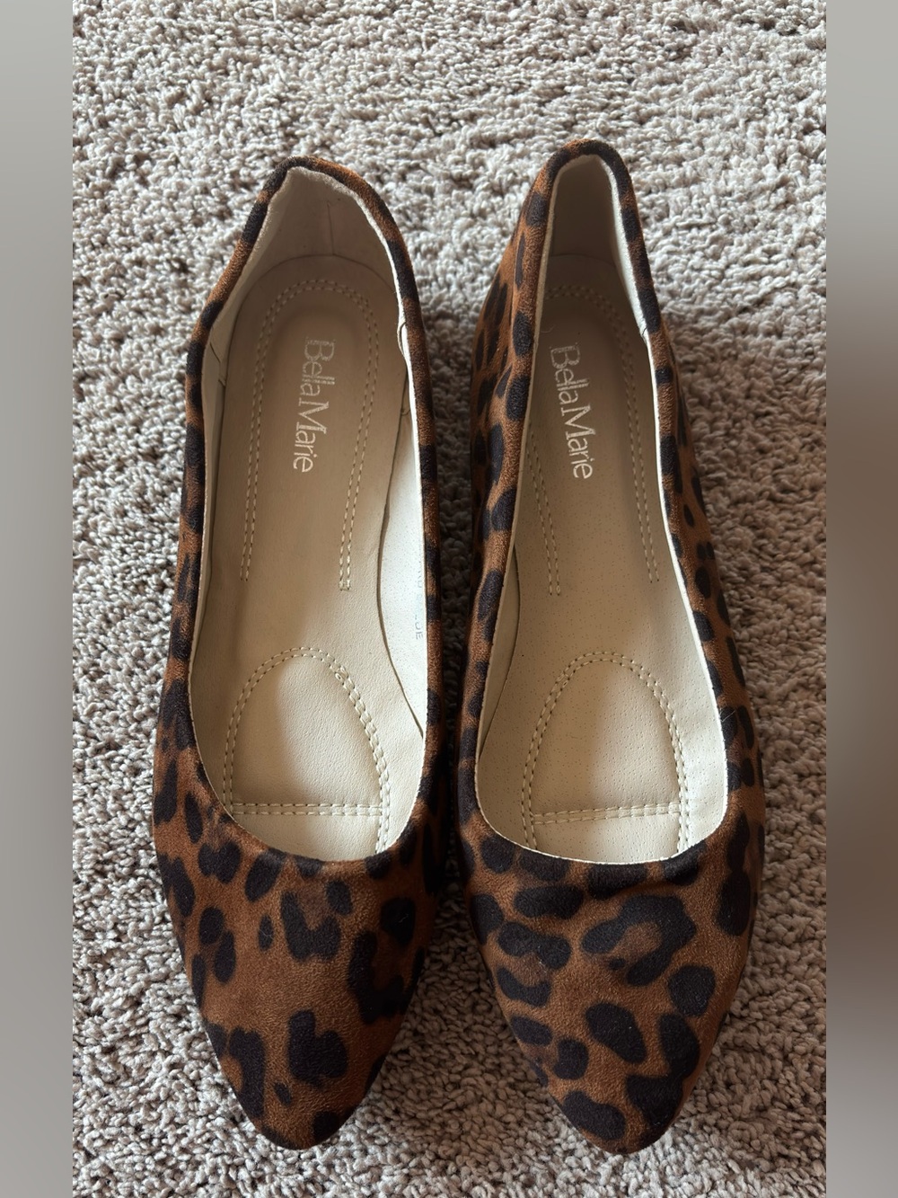 Bella Marie Leopard Print Pointed-Toe Flats - Brown and Black